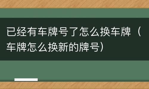 已经有车牌号了怎么换车牌（车牌怎么换新的牌号）