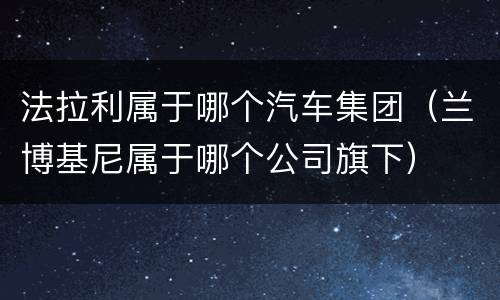 法拉利属于哪个汽车集团（兰博基尼属于哪个公司旗下）