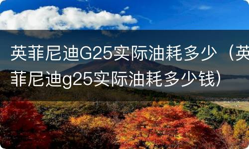 英菲尼迪G25实际油耗多少（英菲尼迪g25实际油耗多少钱）