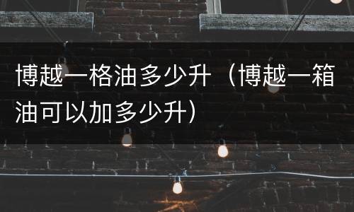 博越一格油多少升（博越一箱油可以加多少升）