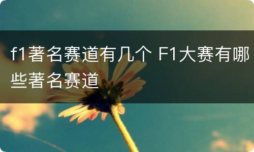 f1著名赛道有几个 F1大赛有哪些著名赛道