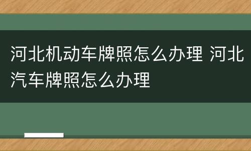 河北机动车牌照怎么办理 河北汽车牌照怎么办理