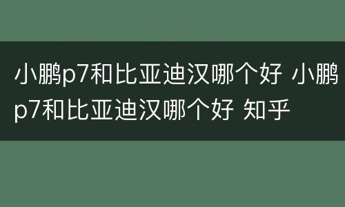 小鹏p7和比亚迪汉哪个好 小鹏p7和比亚迪汉哪个好 知乎