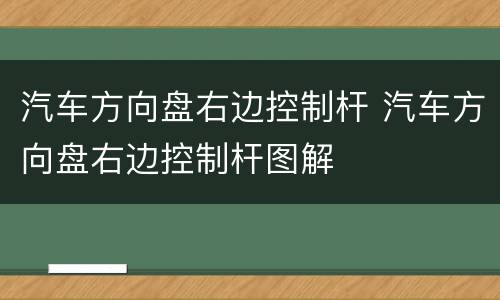 汽车方向盘右边控制杆 汽车方向盘右边控制杆图解