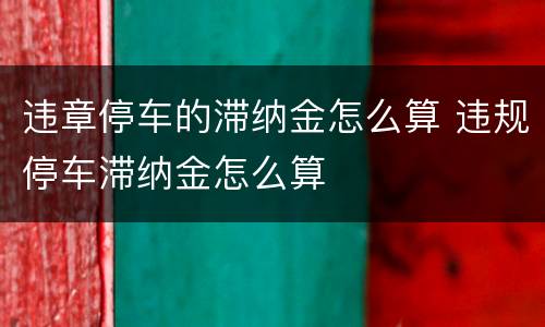违章停车的滞纳金怎么算 违规停车滞纳金怎么算