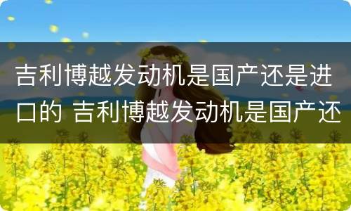 吉利博越发动机是国产还是进口的 吉利博越发动机是国产还是进口的啊