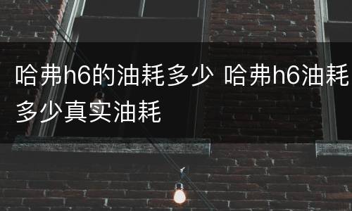 哈弗h6的油耗多少 哈弗h6油耗多少真实油耗