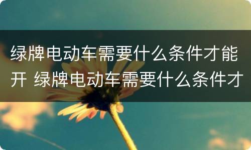 绿牌电动车需要什么条件才能开 绿牌电动车需要什么条件才能开