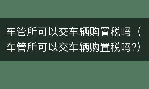 车管所可以交车辆购置税吗（车管所可以交车辆购置税吗?）