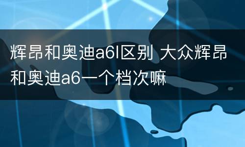 辉昂和奥迪a6l区别 大众辉昂和奥迪a6一个档次嘛