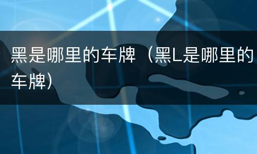 黑是哪里的车牌（黑L是哪里的车牌）