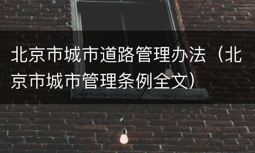 北京市城市道路管理办法（北京市城市管理条例全文）