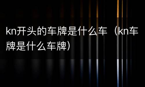 kn开头的车牌是什么车（kn车牌是什么车牌）