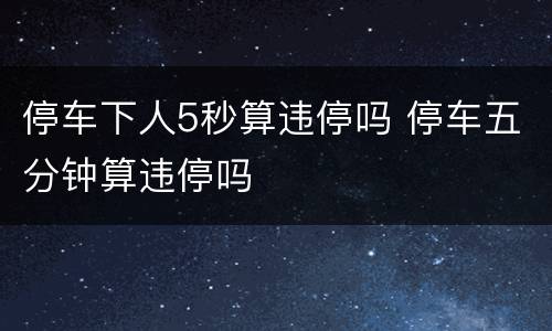 停车下人5秒算违停吗 停车五分钟算违停吗