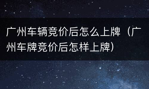 广州车辆竞价后怎么上牌（广州车牌竞价后怎样上牌）