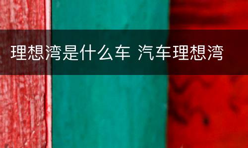 理想湾是什么车 汽车理想湾