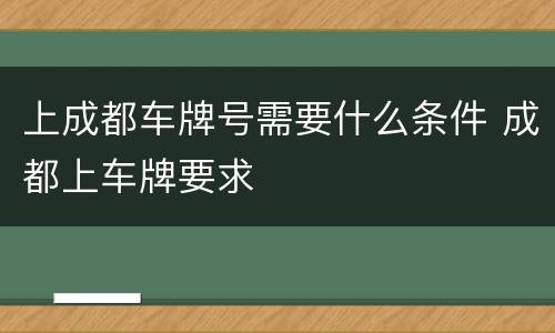 上成都车牌号需要什么条件 成都上车牌要求