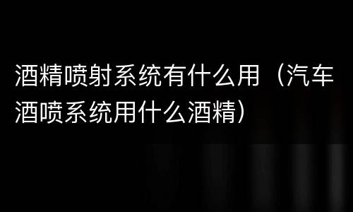 酒精喷射系统有什么用（汽车酒喷系统用什么酒精）