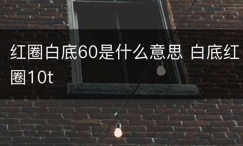 红圈白底60是什么意思 白底红圈10t