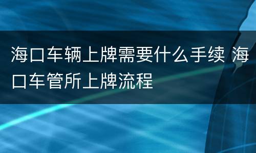 海口车辆上牌需要什么手续 海口车管所上牌流程