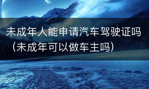 未成年人能申请汽车驾驶证吗（未成年可以做车主吗）