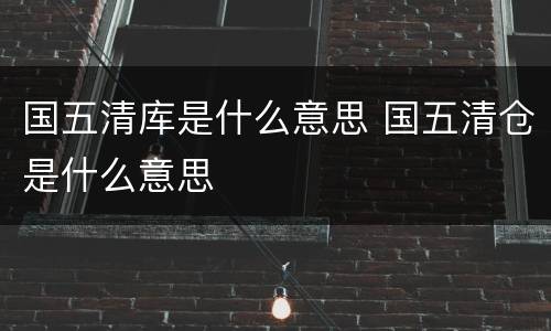 国五清库是什么意思 国五清仓是什么意思