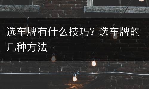 选车牌有什么技巧? 选车牌的几种方法