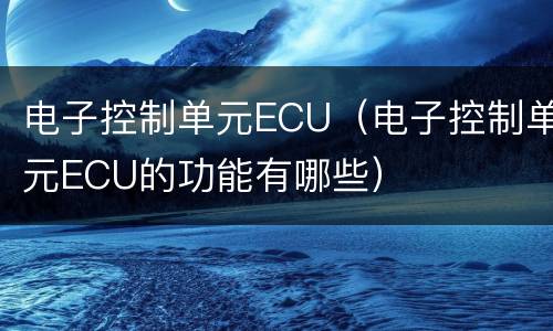 电子控制单元ECU（电子控制单元ECU的功能有哪些）