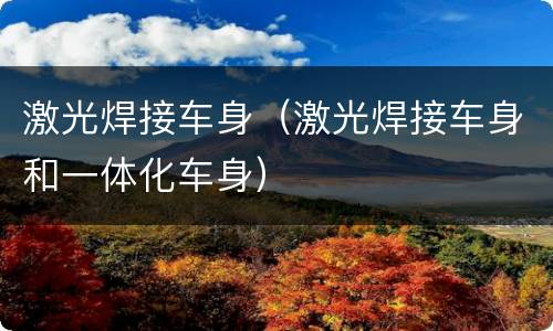 激光焊接车身（激光焊接车身和一体化车身）