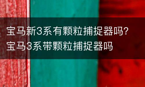 宝马新3系有颗粒捕捉器吗？ 宝马3系带颗粒捕捉器吗