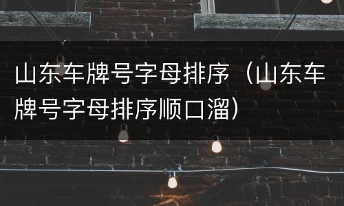 山东车牌号字母排序（山东车牌号字母排序顺口溜）