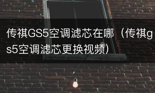 传祺GS5空调滤芯在哪（传祺gs5空调滤芯更换视频）