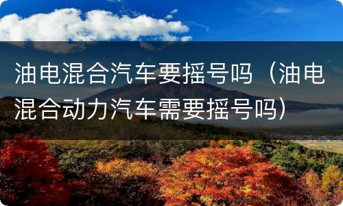 油电混合汽车要摇号吗（油电混合动力汽车需要摇号吗）