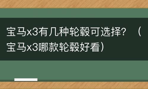宝马x3有几种轮毂可选择？（宝马x3哪款轮毂好看）