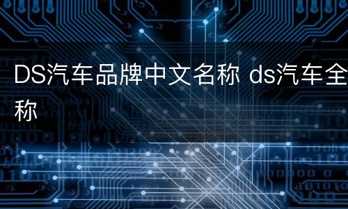 DS汽车品牌中文名称 ds汽车全称