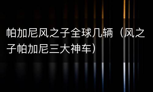 帕加尼风之子全球几辆（风之子帕加尼三大神车）
