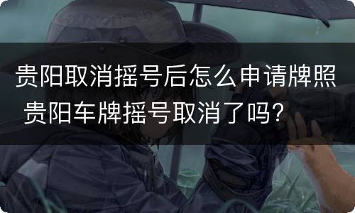 贵阳取消摇号后怎么申请牌照 贵阳车牌摇号取消了吗?