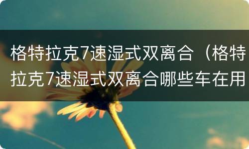 格特拉克7速湿式双离合（格特拉克7速湿式双离合哪些车在用）