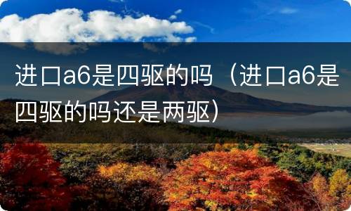 进口a6是四驱的吗（进口a6是四驱的吗还是两驱）