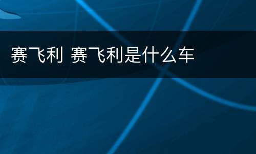 赛飞利 赛飞利是什么车