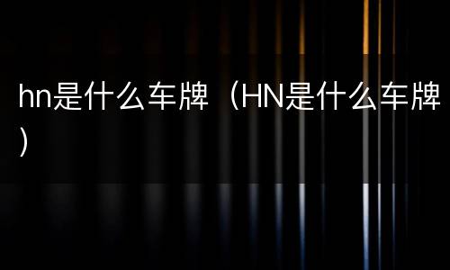 hn是什么车牌（HN是什么车牌）