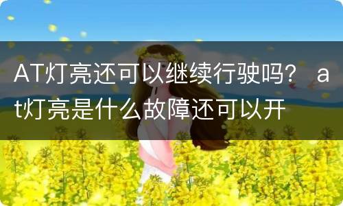 AT灯亮还可以继续行驶吗？ at灯亮是什么故障还可以开