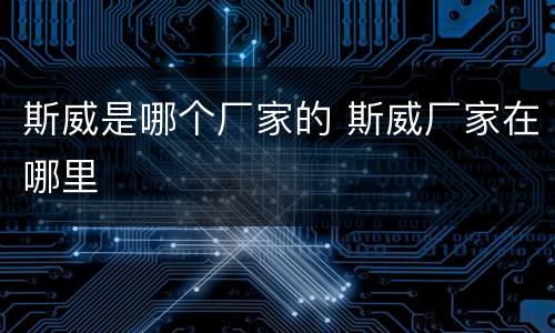 斯威是哪个厂家的 斯威厂家在哪里
