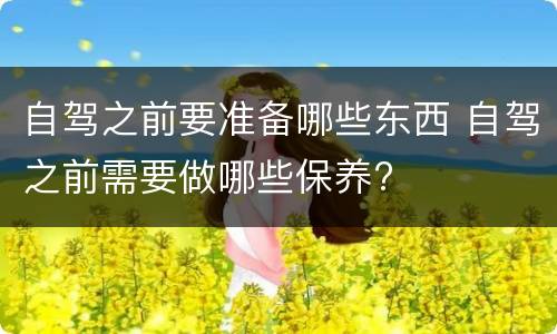 自驾之前要准备哪些东西 自驾之前需要做哪些保养?