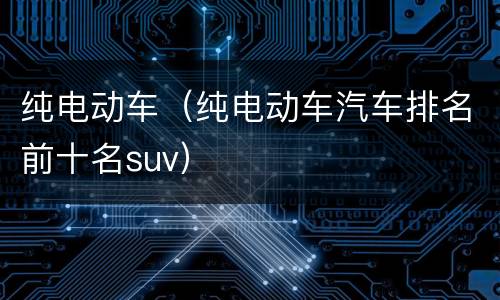 纯电动车（纯电动车汽车排名前十名suv）