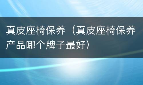 真皮座椅保养（真皮座椅保养产品哪个牌子最好）