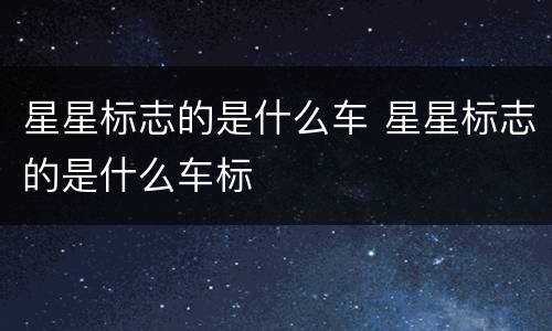 星星标志的是什么车 星星标志的是什么车标
