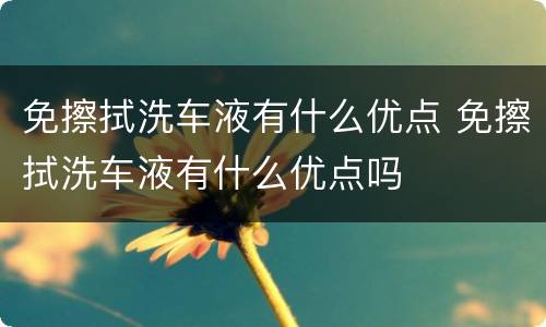 免擦拭洗车液有什么优点 免擦拭洗车液有什么优点吗