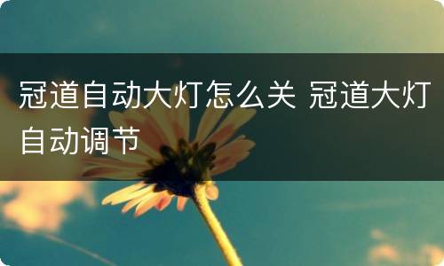 冠道自动大灯怎么关 冠道大灯自动调节