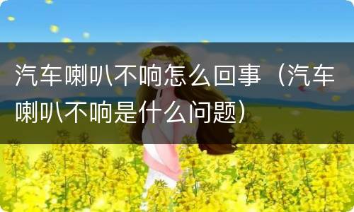 汽车喇叭不响怎么回事（汽车喇叭不响是什么问题）